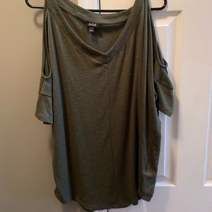 Ana off-the shoulder olive shirt